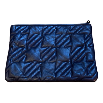 Pre-owned Maje Leather Clutch Bag In Blue