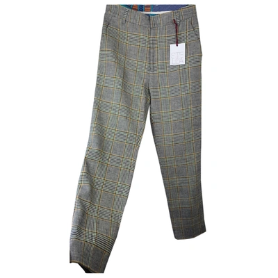 Pre-owned Stella Jean Linen Straight Pants In Multicolour