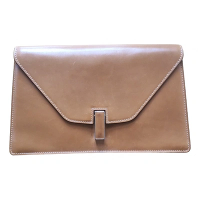 Pre-owned Valextra Iside Leather Clutch Bag In Brown