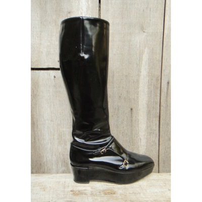 Pre-owned Robert Clergerie Patent Leather Boots In Black