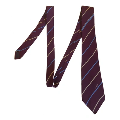 Pre-owned Lanvin Silk Tie In Burgundy