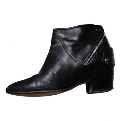 Pre-owned Golden Goose Leather Ankle Boots In Black