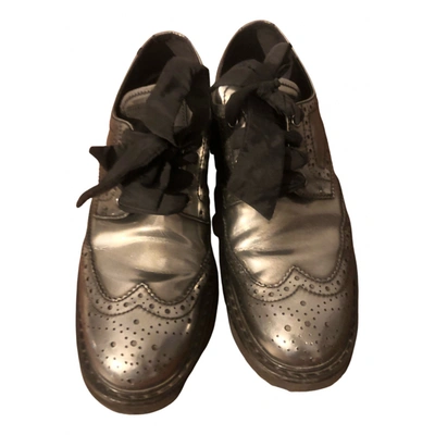 Pre-owned Prada Patent Leather Lace Ups In Metallic