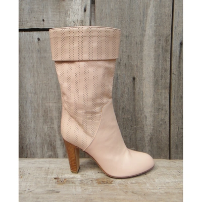 Pre-owned Sergio Rossi Leather Ankle Boots In Pink