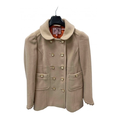 Pre-owned Juicy Couture Wool Peacoat In Beige