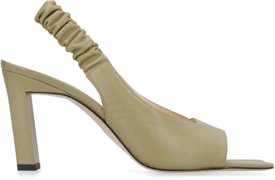 Wandler Isa Leather Slingback Pumps In Green