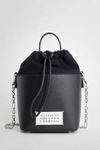 Maison Margiela Leather Bucket Bag With Drawstring Closure In Black
