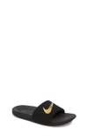 Nike Kawa Little/big Kids' Slides In Black/ Metallic Gold