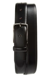 Johnston & Murphy Perforated Leather Belt In Black Leather