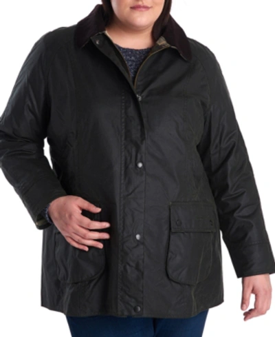 Barbour Plus Size Classic Beadnell Waxed Cotton Raincoat In Green