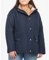 Barbour Plus Size Millfire Hooded Quilted Coat In Navy