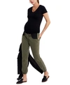 Paige Denim Side-panel Maternity Jogger Jeans In Olive