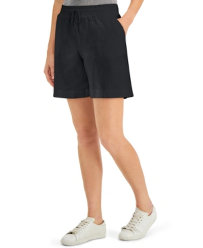 Karen Scott Petite Knit Drawstring Shorts, Created For Macy's In Black