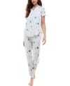 Roudelain V-neck T-shirt & Jogger Pants Pajama Set In Windstar White