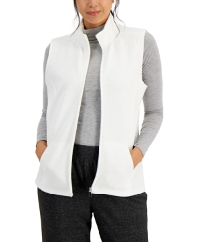 Karen Scott Women's Quilted Fleece Vest, Created For Macy's In Winter White