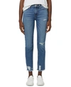 Hudson Nico Destructed Straight-leg Raw-hem Cropped Jeans In Seaglass