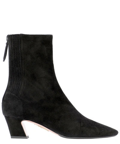 Aquazzura Tres St Honore 50 Suede Ankle Boots In Black