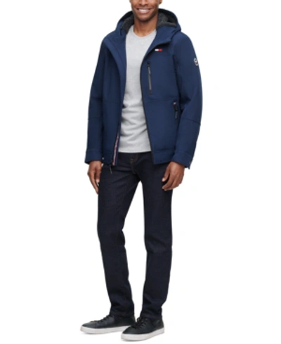 Tommy Hilfiger Men's Sherpa-lined Softshell Hooded Jacket In Midnight