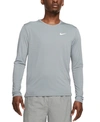 Nike Men's Miler Dri-fit Uv Long-sleeve Running Top In Smoke Grey