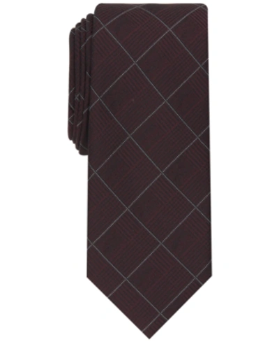 Alfani Men's Gering Plaid Tie, Created For Macy's In Burgundy
