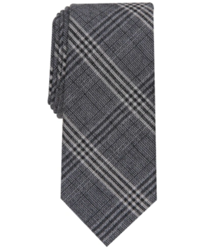 Alfani Men's Slim Plaid Tie, Created For Macy's In Black