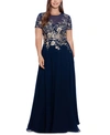BETSY & ADAM PLUS SIZE BEADED EMBROIDERED GOWN