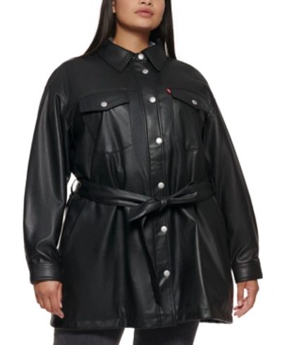 Levi's Trendy Plus Size Belted Jacket In Black