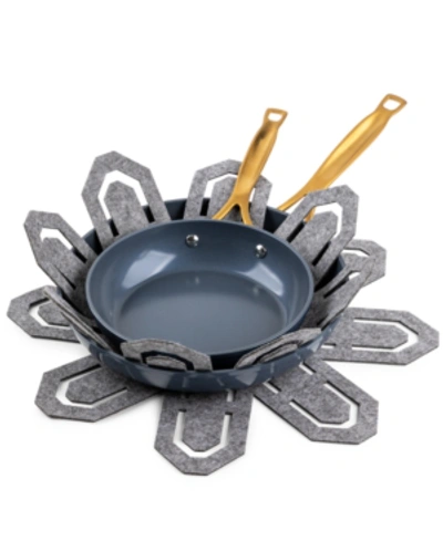 Brooklyn Steel Co. Jupiter 8" And 10" Fry Pans With Felt Cookware Protectors In Navy