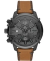 DIESEL MEN'S GRIFFED CHRONOGRAPH BROWN LEATHER WATCH 48MM