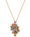 EFFY COLLECTION EFFY MULTI-SAPPHIRE (2-1/6 CT. T.W.) & DIAMOND (1/6 CT. T.W.) FLOWER 16" PENDANT NECKLACE IN 14K GOL