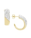 ESSENTIALS CLEAR CRYSTAL PAVE J HOOP EARRING, GOLD PLATE AND SILVER PLATE