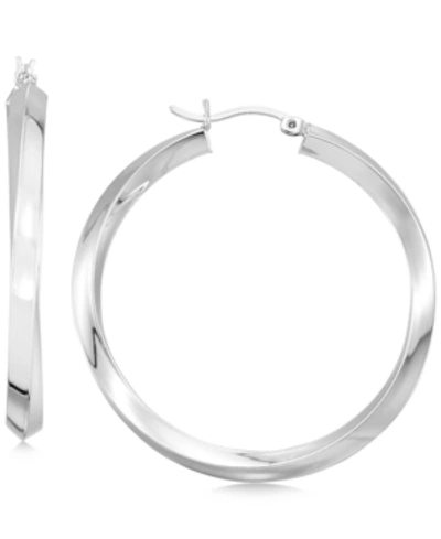 Macy's Polished Twist Hoop Earrings In 14k Gold Over Silver Or 14k White Gold Over Silver