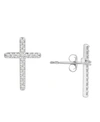 Wrapped Diamond Cross Stud Earrings (1/10 Ct. T.w.) In 14k Gold Or 14k White Gold, Created For Macy's In White Gold