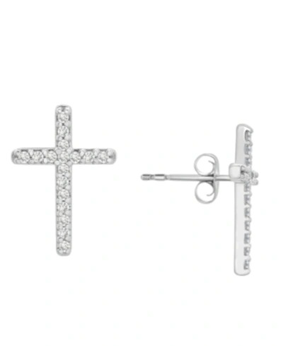 Wrapped Diamond Cross Stud Earrings (1/10 Ct. T.w.) In 14k Gold Or 14k White Gold, Created For Macy's
