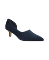Bella Vita Quilla Kitten Heel Half D'orsay Pump In Navy Kid Suede Leather