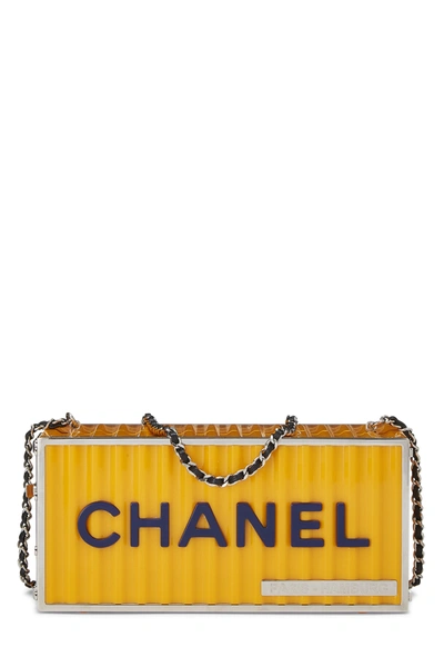 Pre-owned Chanel Paris-hamburg Orange Acetate Shipping Container Bag