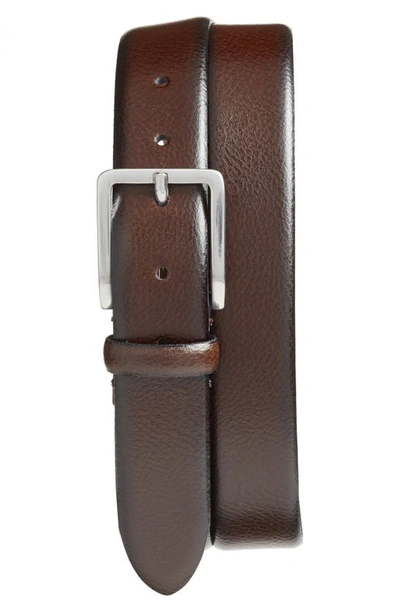 Johnston & Murphy Leather Belt In Brown Italian Grain Leather