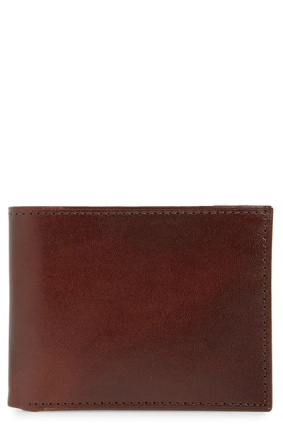 Johnston & Murphy Slimfold Leather Wallet In Mahogany Italian Steer Leather