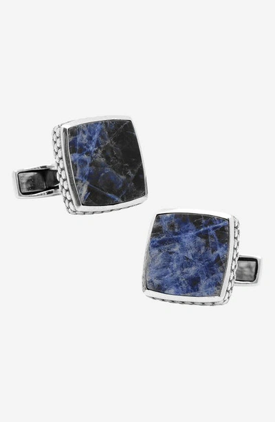 Cufflinks, Inc Ravi Ratan Silver Stone Cuff Links In Blue