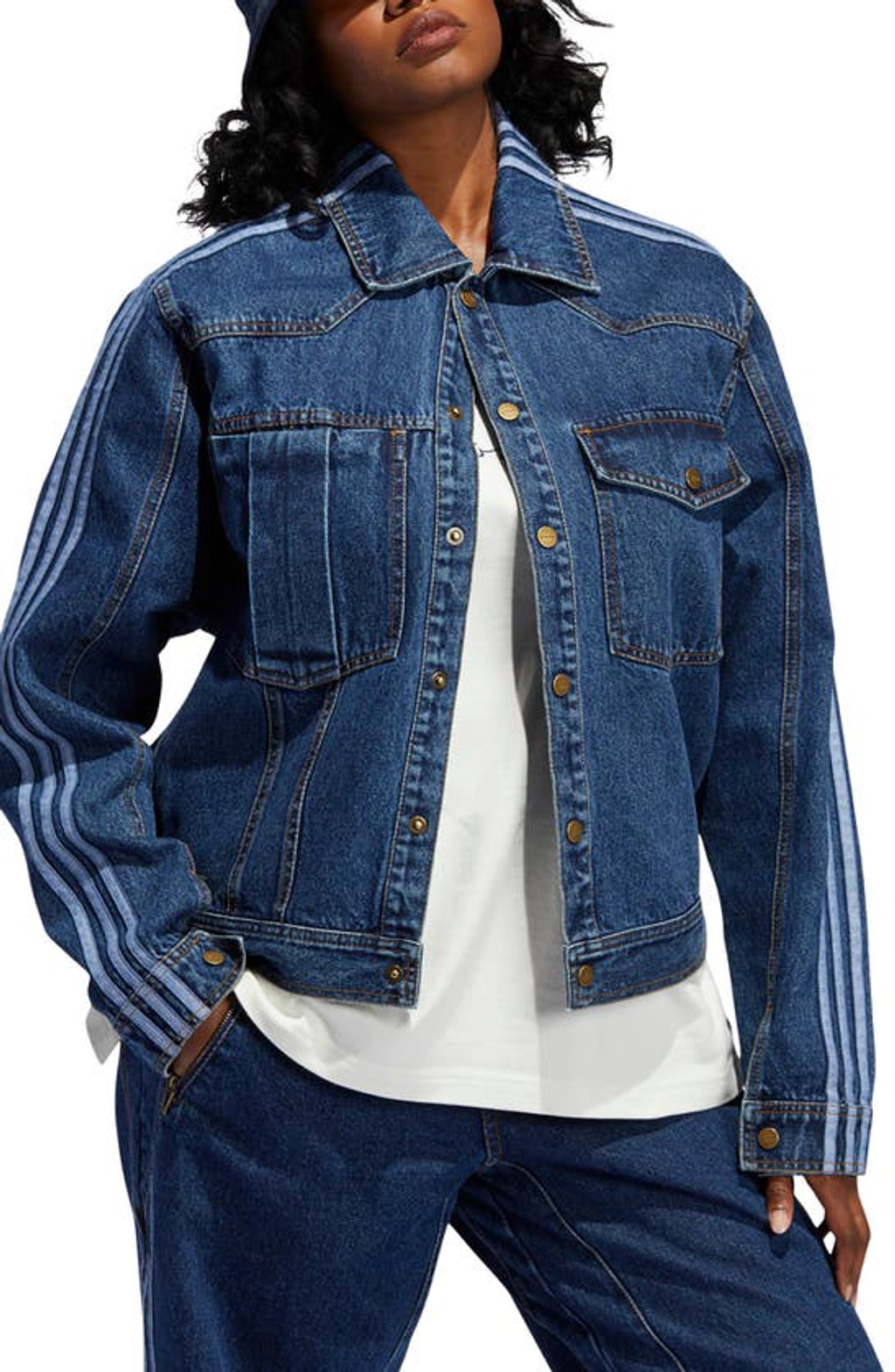 新品L Adidas ivypark デニム　ジャケットH61700 adidas ivy park MONOGRAM DENIM TRACK JACKET H61700 Beyoncé
