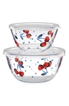 KATE SPADE VINTAGE CHERRY DOT SET OF 2 ROUND SERVE & STORE CONTAINERS,L890834