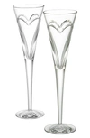 WATERFORD 'WISHES LOVE & ROMANCE' LEAD CRYSTAL CHAMPAGNE FLUTES,1058174