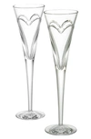 Waterford 'wishes Love & Romance' Lead Crystal Champagne Flutes In Clear