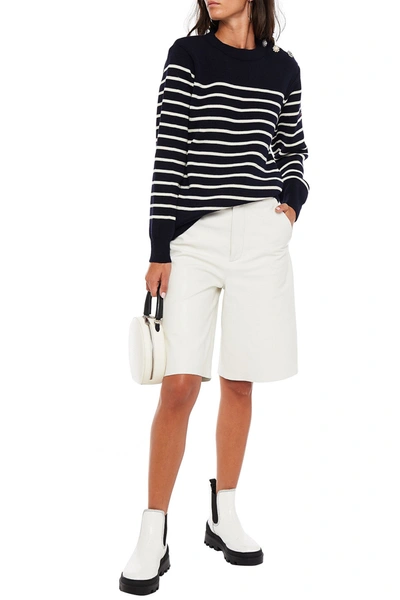 The Marc Jacobs Embellished Striped Wool Jumper In White