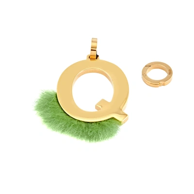 Fendi Gold Ladies Bag Charms Letter Q In Green