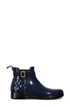Hunter Original Refined Quilted Gloss Chelsea Waterproof Boot In Navy