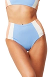 L*space Portia Girl High Waist Bikini Bottoms In Cream/ Tobacco/ Pale Blue