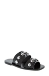 Schutz Lizzie Slide Sandal In Black/ Silver