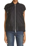 Sacai Sleeveless Nylon Zip-up Jacket In Black