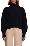 A.l.c Helena Funnel Neck Rib Knit Sweater In Navy